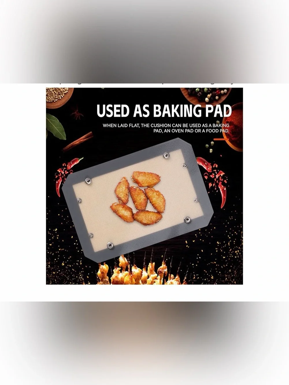 NWT 2PC Silicone Fiber Baking Mat with Buckle, No Leak & Non Stick